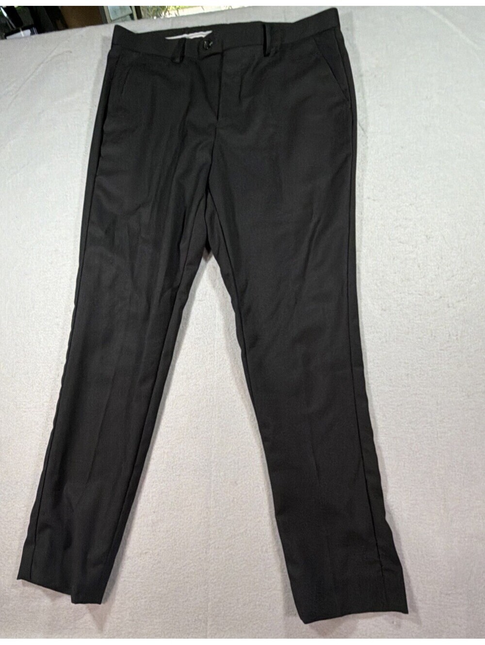 Adam Baker Mens Slim Fit Dress Pants Black 34R P101 Flat Front Trousers